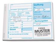 Taxi-Quittungen mit Durchschlag